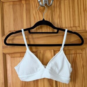 Aerie white textured bikini top